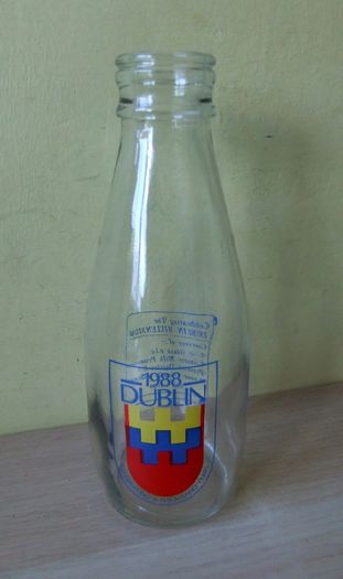 Vintage 1988 Dublin Millennium commemorative glass milk bottle