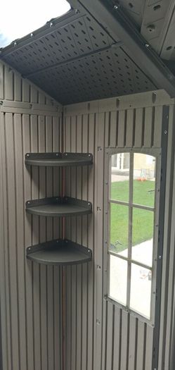 Lifetime brand 8 ft. X 10 ft. (3.05 metre X 2.44 metre) outdoor maintenance free storage shed