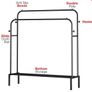 Double Rail Clothes Rack Heavy Duty Freestanding Metal Garment Organizer Stand with Dual Hanging Bars & Bottom Storage Shelf & Hook for Bedroom Laundry Room & Entryway (Black) Image 4
