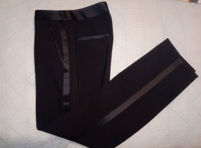 New Zara Black Tuxedo Trousers With Side Taping Size XS