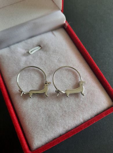 Dachshund sausage dog Charm Earrings Puppy Dog Hoop Earrings Dachshund Lover Jewelry