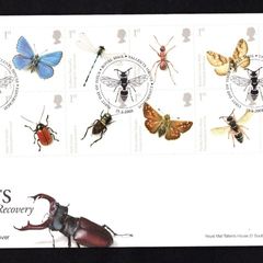 2008 Great Britain Insects - UK Species in Recovery Commemorative Stamps addressed First Day Cover (FDC) with Edinburgh pictorial cancel