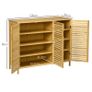 Natural Bamboo Shoe Cabinet, 2 Cupboard Doors with 8 Storage Shelves, Wooden Shoe Organiser Image 2