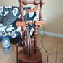 Vintage Mahogany Spinning Wheel Floor Lamp Image 4