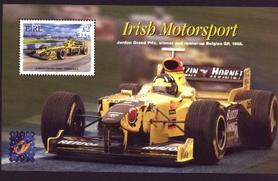2001 Ireland Belgica '01(Exhibition) overprinted on Irish Motorsport (Jordan) Commoearitve Stamp Miniature Sheet (MS38) Mint Never Hinged (MNH)