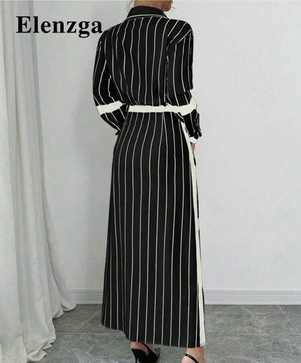 Black and white striped maxi dress