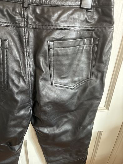 Soft leather straight leg trousers