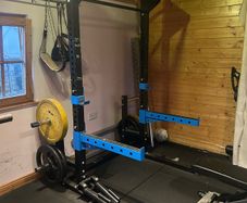 Squat half rack with landmine attachment