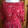 Joe Browns Red bird print knee length dress size 18 includes postage Image 2
