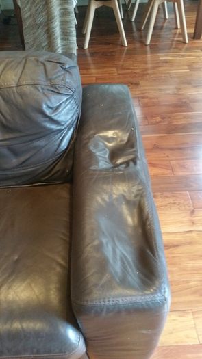 Leather corner sofa. Splits into 2.