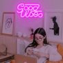 Good Vibes Neon Signs (13" X 7"), Cisteen Led Neon Light Signs with Acrylic Board, Goodvibes Neon Word Light Wall Decor Powered by USB for Bedroom, Makeup Room, Game Room,Bar,Wedding,Party (FREE POSTAGE) Image 7