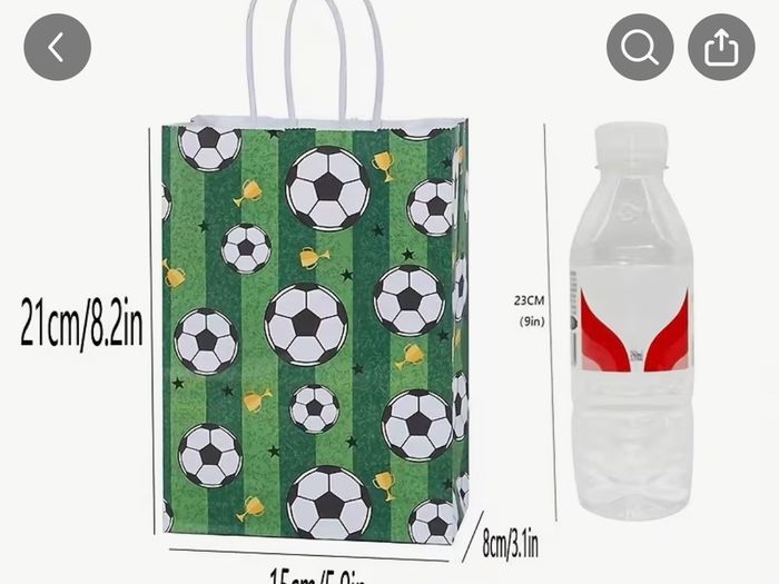 Football theme paper gift bags, 10pcs, new