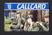 1996 Ireland 50 unit 50th anniversary of An Forsa Cosanta Aitiuil (An F.C.A), the 2nd line reserve of the Defense Forces (Schlumberger SC7) Call Card Used