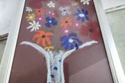 Lovely framed coloured chalk still life flower vase