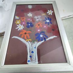 Lovely framed coloured chalk still life flower vase