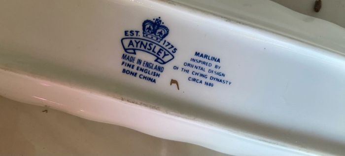 1950s Aynsley China ... Marlina Pencil or mint dish blue flower design made in England