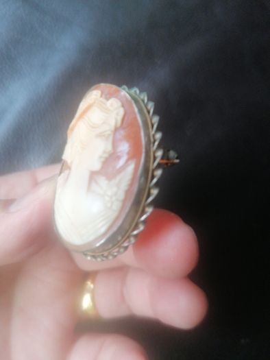 Vintage Large Silver Cameo Pendant&brooch
