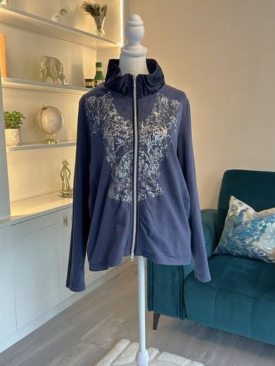 Kapalua Ladies Navy & Silver Long-Sleeved Zip-Up Top