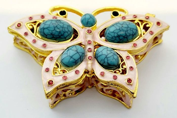 Butterfly Handmade Crystal Studded Trinket Box - Multi