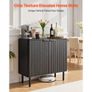 Coffee Bar Cabinet, Mid Century Fluted Coffee Bar Table with 2-Tier Storage, Buffet Stand Cabinet with Barn Door, Sideboard Buffet Station for Living Room, Entryway, 80 x 37.5 x 80 cm, Black Image 3