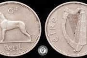[#435] - Ireland 1966 | 6 Pence | Wolfhound | KM.13a