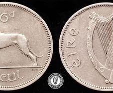 [#435] - Ireland 1966 | 6 Pence | Wolfhound | KM.13a