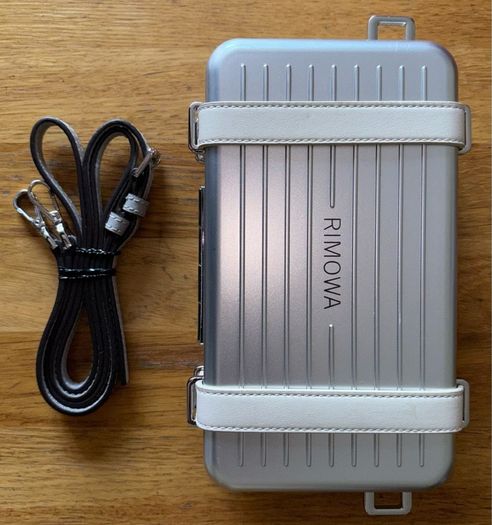 Genuine Christian Dior Rimowa X Pochette Personal shoulder bag in grey aluminium and grey leather Collector Square