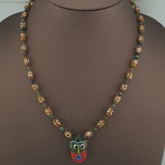 Vintage Venetain Style delicate Dotted Glass Beads & Old Face Glass Pendant Necklace