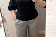 Black Square Neck Puff Sleeve Top - Size L