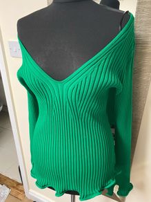 Green V Neck Long Sleeved Top