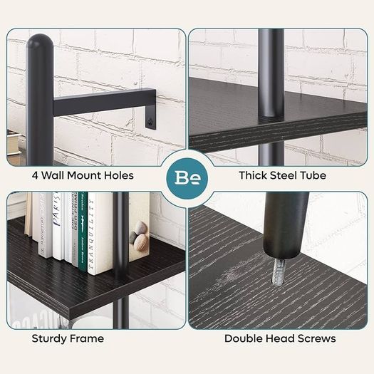 NEW SALE | Ladder Shelf 5-Tier Bookcase Rack 180CM Storage Unit with Metal Frame Floating Wall Shelf for Living Room, Office, Bedroom