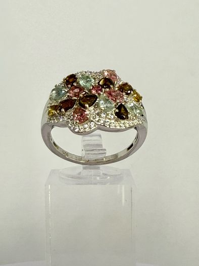 Multi-Tourmaline Zircon Cluster Ring