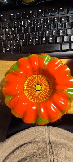 Handmade Poppy-Shaped Plate - Floral Design Glass Dish as Trinklet dish signed