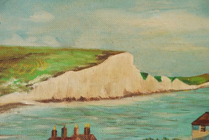 Vintage OIL on Board PAINTING of the cliff Dover