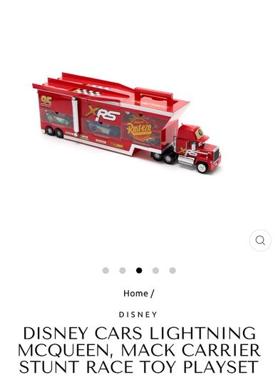 Disney Cars Lightning Mcqueen, Mack Carrier Stunt Race Toy Playset