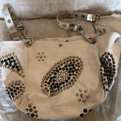Jimmy Choo White Leather Studded Lola Slouchy Tote Bag