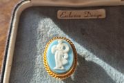 Vintage Blue Cameo Brooch