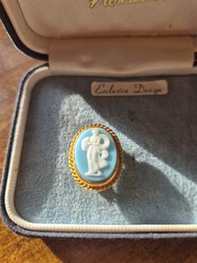Vintage Blue Cameo Brooch
