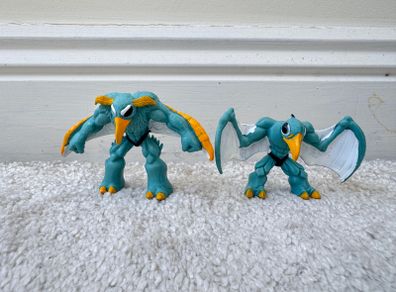 Gormiti Air Tribe Lord Noctis and Steel Beak Mini Figure Giochi Preziosi approx. 5.5 and 4 cm. Used Please see photos