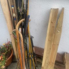 Free fishing rods,wood,walking sticks and gutters