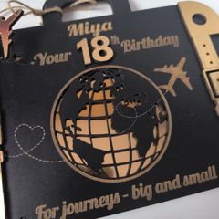 Personalised wooden birthday card for 18th birthday with money holder
