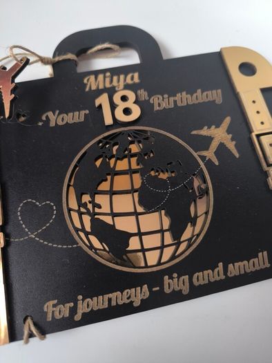 Personalised wooden birthday card for 18th birthday with money holder