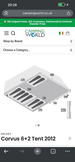 8 man tent gelert corvus 6 & 2 (needs poles)