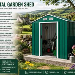 7ft x 4ft Metal Garden Shed with Foundation Frame