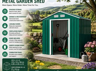 7ft x 4ft Metal Garden Shed with Foundation Frame