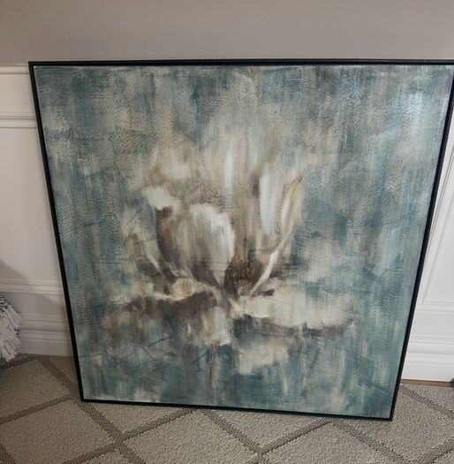 Large Floral canvas with Walnut surround.