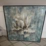 Large Floral canvas with Walnut surround. Image 2