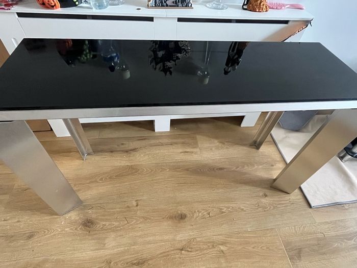 a black glass hall/ living room  table