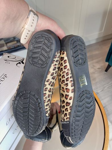 Brand-new Libra Pop Leopard-print Ballerina Pumps with a Black Cap Toe UK 5 / EU 38