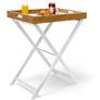 Relaxdays Folding Side Table, Bamboo, White and Natural, 60x40x72 cm Image 2